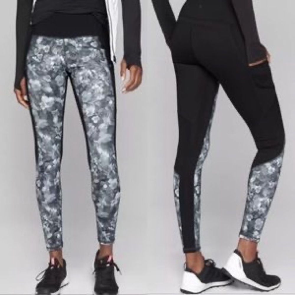 Athleta Black and Gray Patterned Leggings